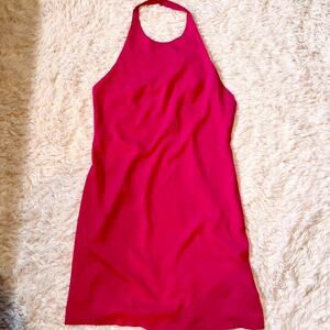 Hot‎ Pink Slinky Barbie Vivid Pop Art Club Party Classic Halter Mini Dress